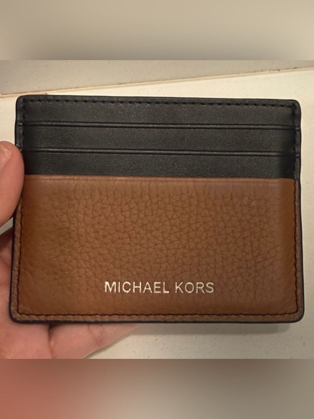 Michael Kors Two-Tone Black and Brown Leather Card Case